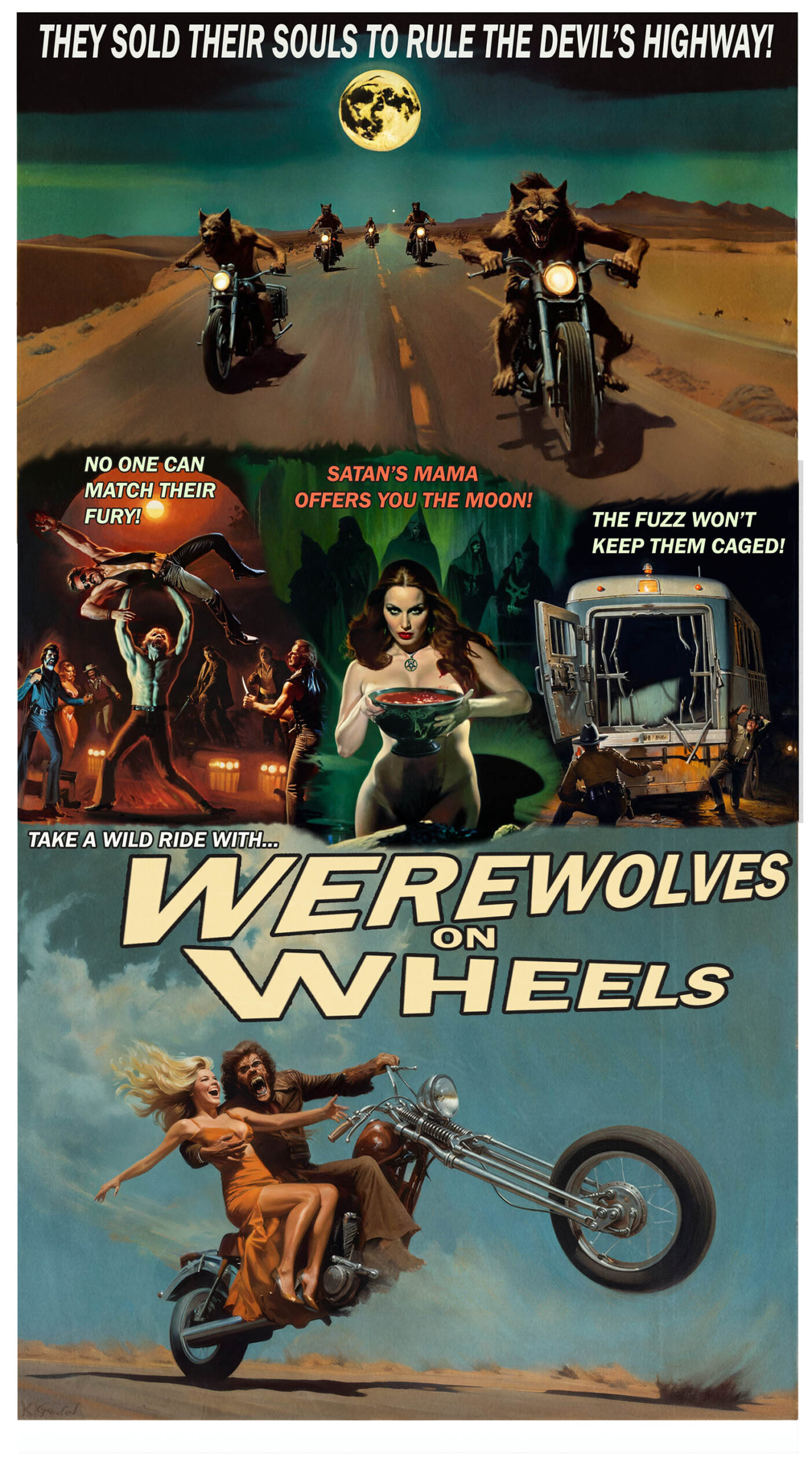 Fake movie poster of werewolves motorcycle gang film